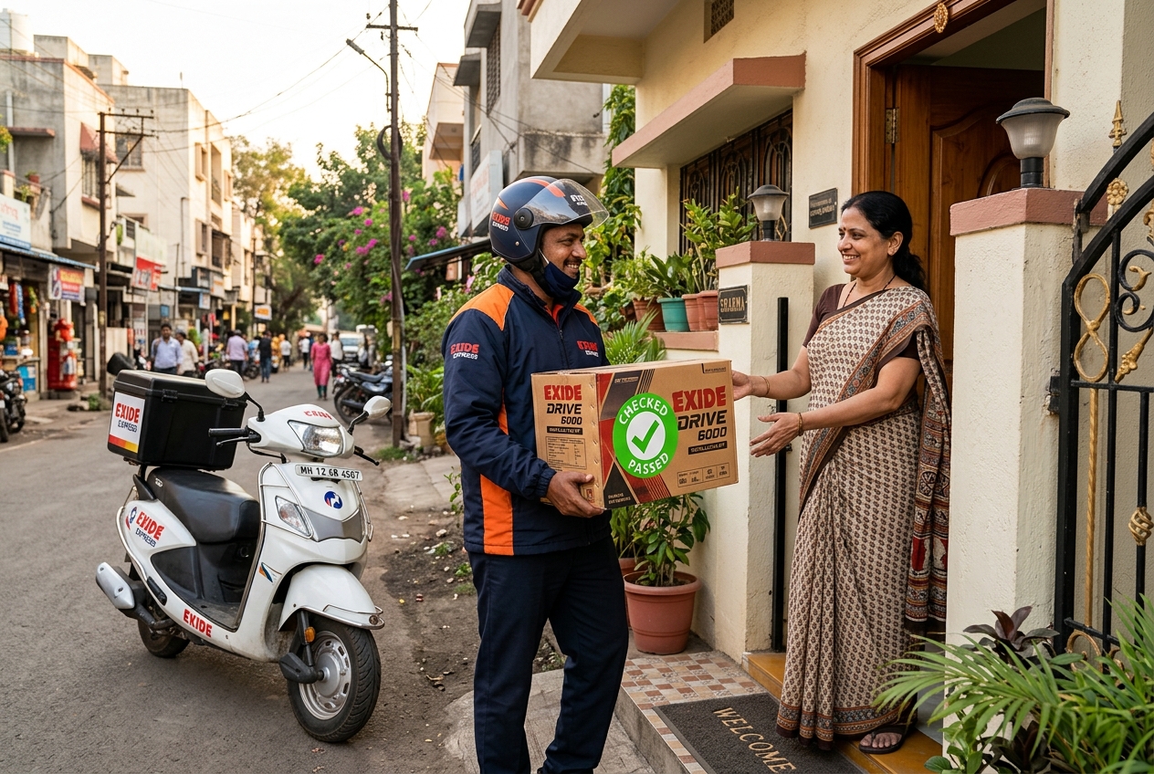 Battery being delivered at customer doorstep